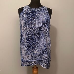 Violet + Claire Women's Blue Abstract Zipper Back Layered Tank Top